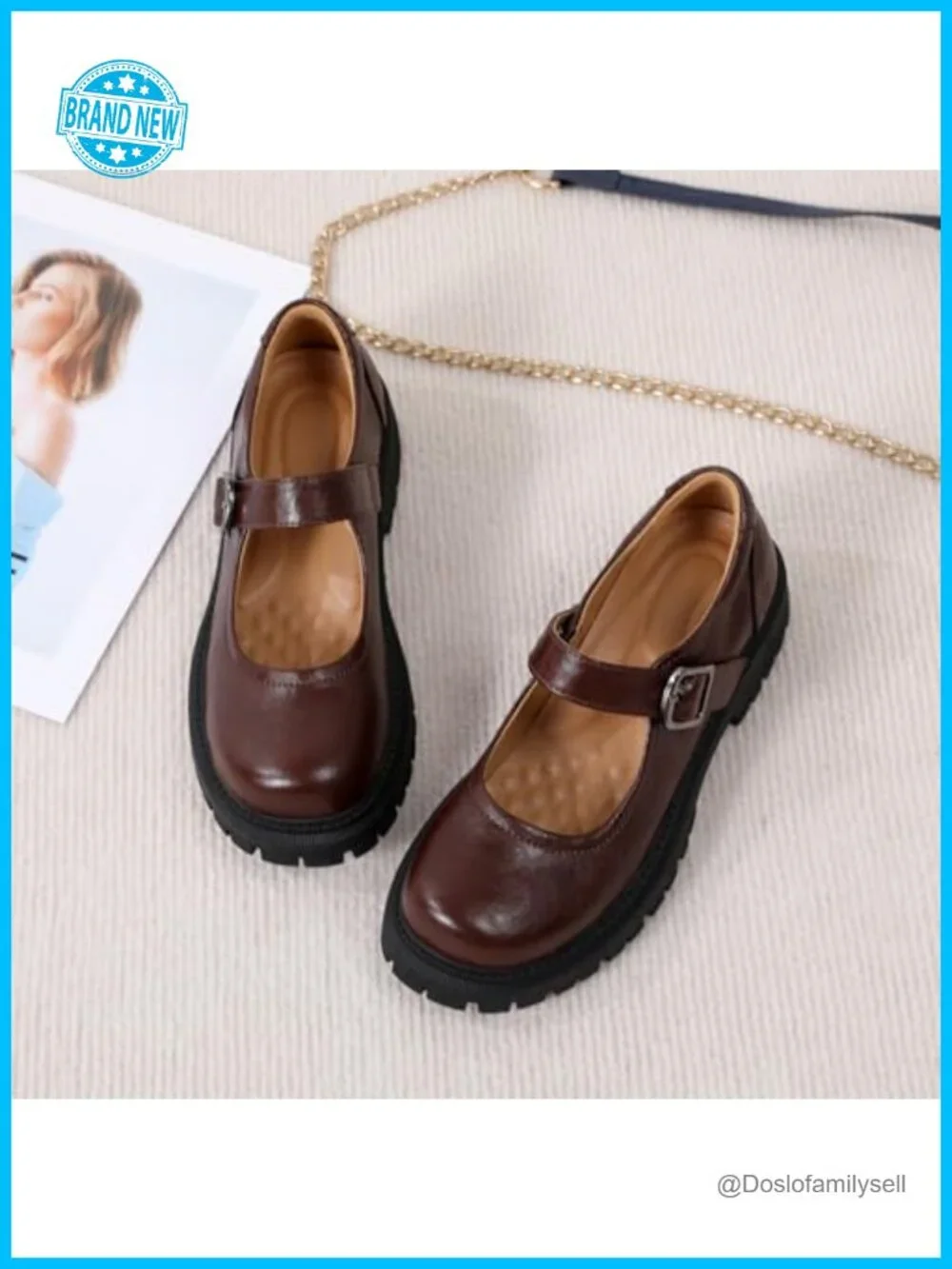 Women's Mary Jane Platform Oxford Flats Non-Slip Dress Shoes